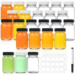 2oz 60ml juice shot bottles with caps glass jars with lids for Ginger Shots, Juice, Essential Oil-Travel mini bottles with lids