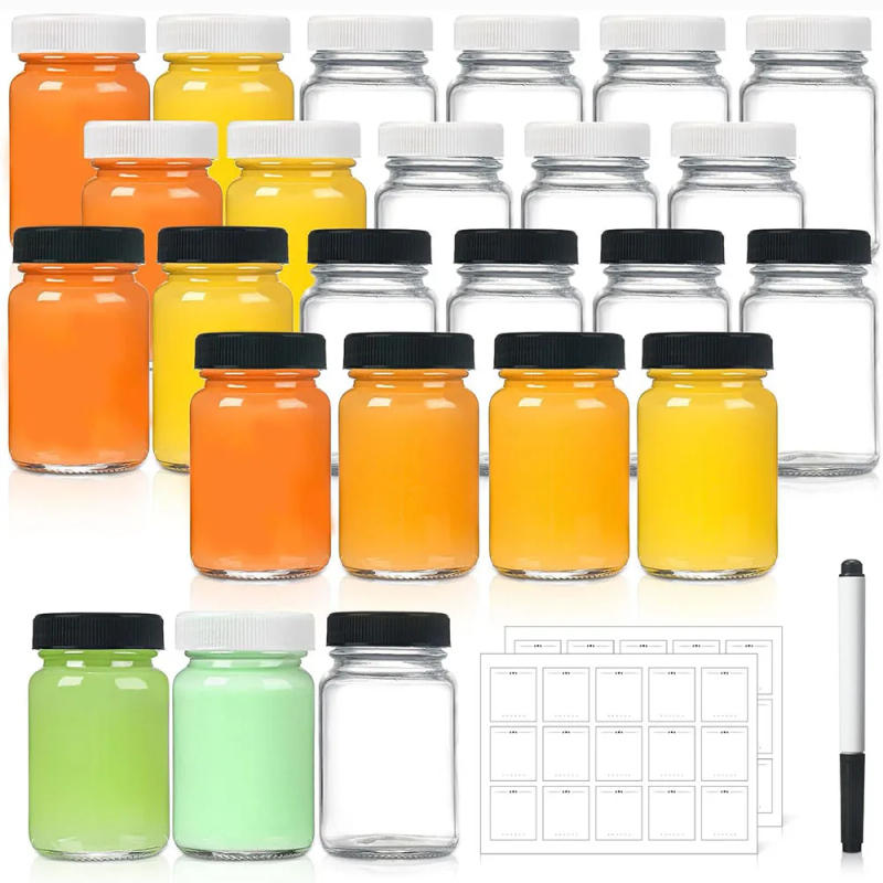 Description Picture 2 of item2oz 60ml juice shot bottles with caps glass jars with lids for Ginger Shots, Juice, Essential Oil-Travel mini bottles with lids