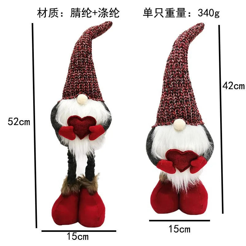 Description Picture 4 of item2024 new Christmas decoration knitted red gray love knitted telescopic doll Nordic style elves