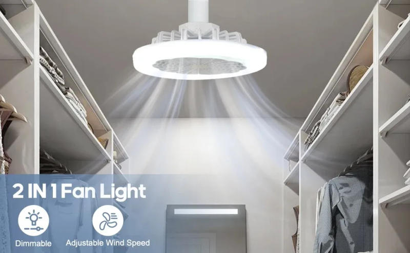 Description Picture 2 of itemIRALAN Smart 3-in-1 Ceiling Fan with Remote Control Lighting Lamp E27 Converter Base Lighting Base for Bedroom and Living Room