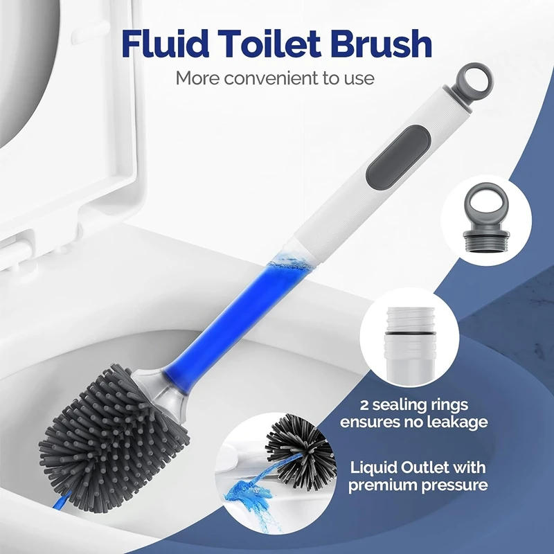 Description Picture 3 of itemToilet Bowl Cleaner Brush, Silicone Toilet Brush With Refillable Handle Dispenser - Scrubber Rv Cleaner Toilet Brush