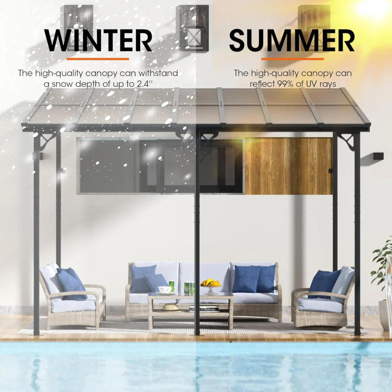 Description Picture 6 of item10’x 14’ Gazebo Wall Mounted Gazebos Pergola on Clearance Outdoor Patio Gazebo Awnings with Sloped Roof for Porch Deck