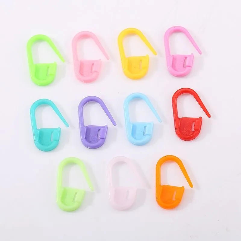 Description Picture 3 of item500/50pcs Mini Knitting Crochet Clips Pins Locking Stitch Markers Multicolor Plastic Sweater Needle Clip DIY Craft Sewing Tools