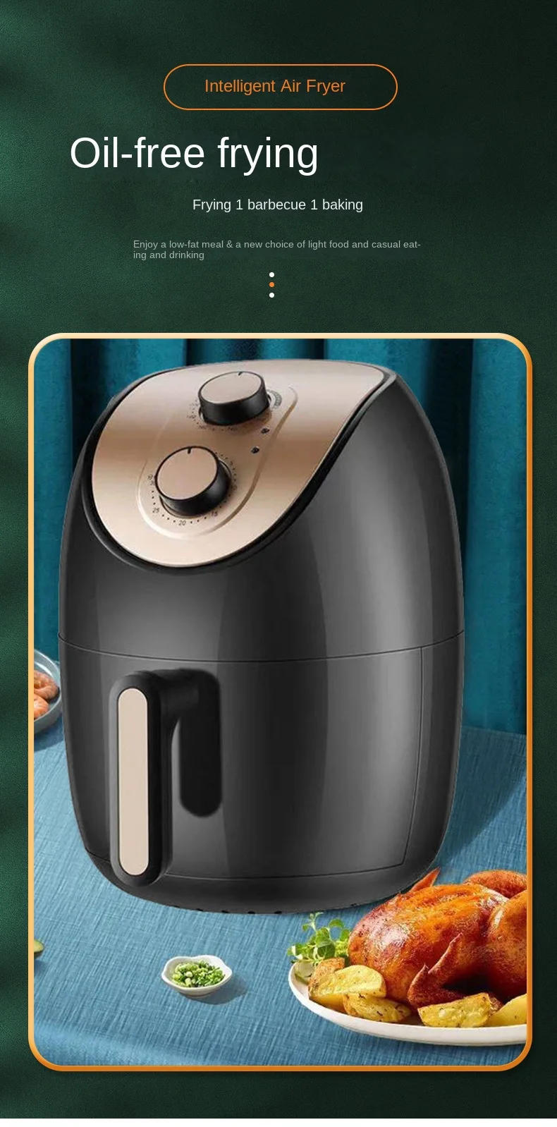 Description Picture 2 of itemNew large capacity household multi-functional oil-free air fryer electric fryer automatic food intelligent fryer wholesale