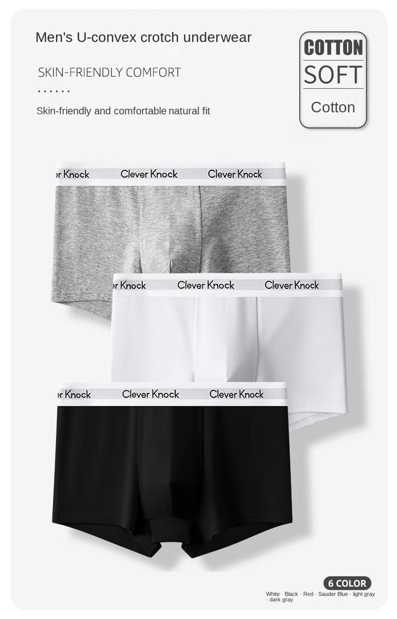 Description Picture 3 of item3Pcs Men's Boxer Shorts Cotton Underwear Solid Underpants Sexy Panties Male Breathbale Lingerie Plus Size L-6XL Wholesale Lots
