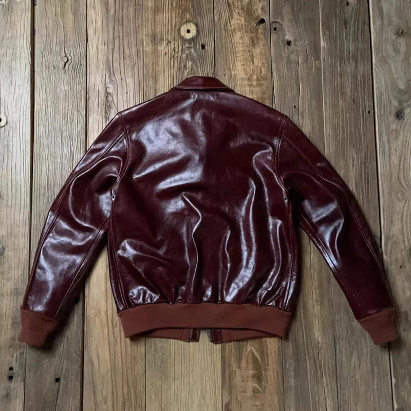 Description Picture 4 of itemFree shipping.Classic Bomber A-2 genuine leather jacket.Mens luxury thick coat.quality Burgundy A2 jackets