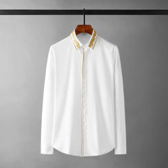 New Cotton Long Sleeve Male Shirts Luxury Solid Color Floral Embroidery Casual Mens Dress Shirts Slim Fit Party Man Shirts 4XL