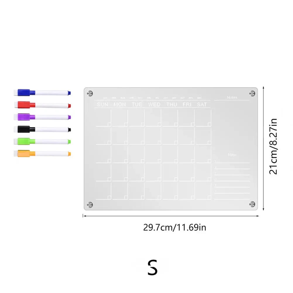 Description Picture 2 of itemMagnetic Acrylic Calendar With 6 Markers Planning Boards Monthly Weekly Planner Wall Stickers For Fridge Refrigerator Home Decor