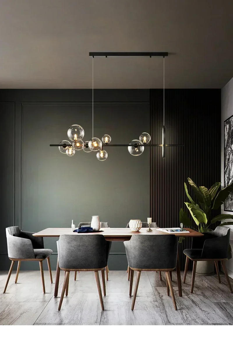 Description Picture 6 of itemModern LED Novelty Glass bubble Chandelier Nordic Dining room Lamp Office lighting Kitchen Island Home Decoration Hanging lights