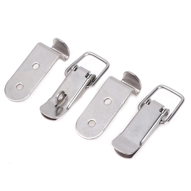 Description Picture 4 of item90 Degrees Duck-mouth Buckle Hook Lock Iron Spring Loaded Draw Toggle Latch Clamp Clip Silver Hasp Latch Catch Clasp