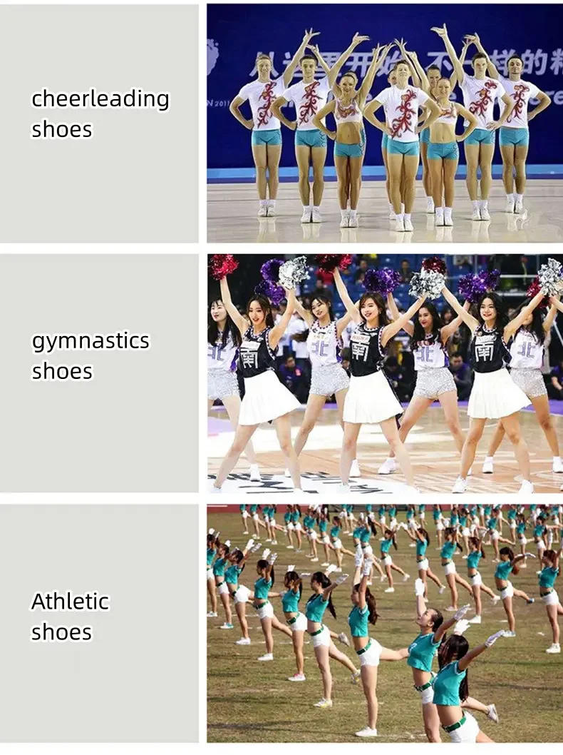 Description Picture 6 of itemFlying Weave Breathable White Women Cheerleaders Dance Shoes Children Gymnastics Sneakers Girls Boys Training Cheerleading Shoes