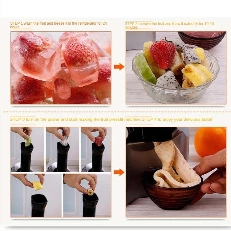 Description Picture 6 of itemAutomatic Ice Cream Maker Electric Frozen Fruit Dessert Ice Cream Machines Frozen Yogurt Milkshake Squeezer