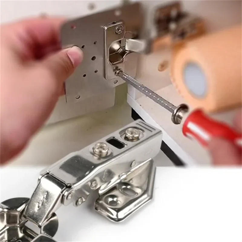 Description Picture 5 of item2/4/8PCS Cabinet Hinge Repair Plate Stainless Steel Mounting Fixing With Screws Furniture door