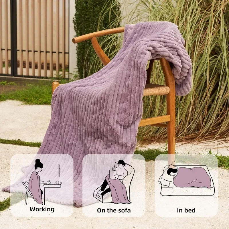 Description Picture 6 of itemElectric Blanket Heated Throw  Ribbed Faux Fur Heated Blanket with 4 Heating Level & 3 Hour Auto Off Heating Blanket