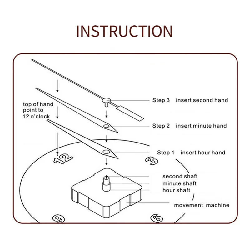 Description Picture 5 of itemClock Mechanism Silent Quartz Movement Machine Wall Hands Pointer Set Clockwork Table Long Shaft DIY Watches Repair Parts