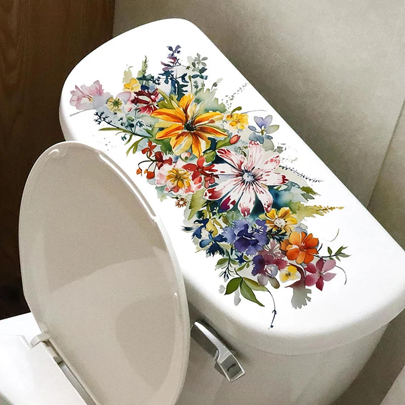 Description Picture 2 of itemToilet Stickers Flower Stickers Bathroom Self-adhesive Painting Waterproof Stickers Toilet Cover Bathroom Walls Flower Stickers
