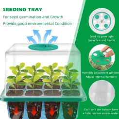 Grow Light with Seed Starter Tray Full Spectrum 5 PCS Seeding Kit Tools Germination Growing Lamp for Indoor Greenhouse 12 Cells
