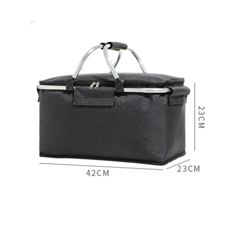 Description Picture 5 of itemInsulated Picnic Basket Portable Collapsible Grocery Bags Leakproof Cooler Bag Basket With Handle Large Capacity Camping Travel