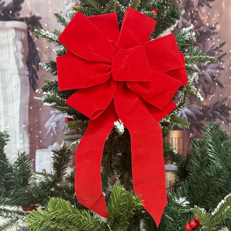Description Picture 5 of item1/6pcs Large Red Velvet Bow Christmas Decoration Red Bow Xmas Tree Topper Decoration Xmas Wreath Bows New Year Home Party Decor