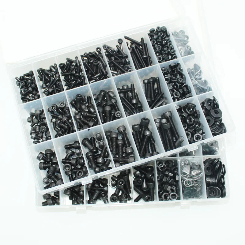 Description Picture 2 of itemBlack 2500P Hex Socket Head Screws Set M2 M2.5 M3 M4 M5 M6 DIN912 12.9 Allen Screw Nut Steel Button Head Socket Cap Bolt Nuts