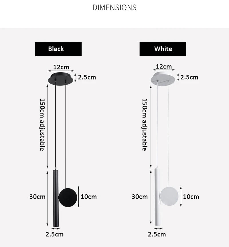 Description Picture 4 of itemModern LED Pendant Lights Black White Home Chandeliers Hanging Lamps Restaurant Dining Room Bar Decor Suspension Bedside Light