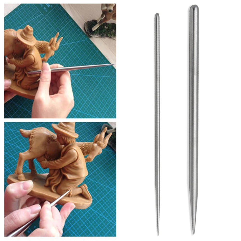 Description Picture 3 of itemPottery Modeling Stick Acupressure Texture Creasing Indentation Sharp Pottery Clay Tool Carving Clay Stainless Steel Tool