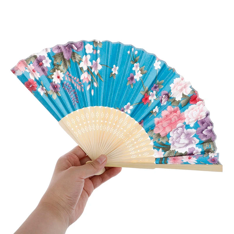 Description Picture 2 of item1PC Original Wooden Hand Flower Bamboo Pocket Fan Decoracion Fiestas Chinese Japanese Folding For Home Decor