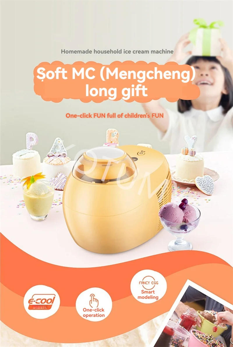 Description Picture 2 of item500ml Automatic Italian Ice Cream Machine Maker Mini Roll Soft Serve Hard Household Full Sorbet Fruit Dessert 220V