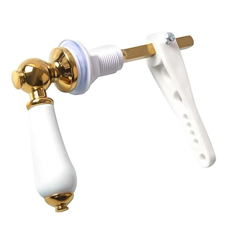 Description Picture 2 of itemTraditional Porcelain & Gold Victorian White Toilet Cistern Lever Flush Handle Replacement Toilet Tank Flushing Tank Flush