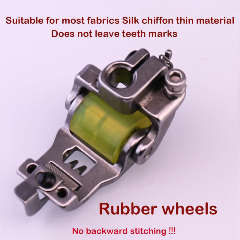 Description Picture 4 of item3 Needle 5 Thread Sewing Machine Roller Presser Foot 5.6 6.4 For PEGASUS W500 SIRUBA Double Needle RollerWheel Presser Foot