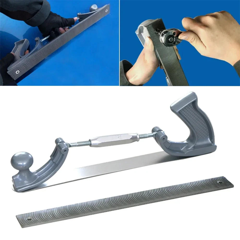 Description Picture 2 of item14" Adjustable Frame Milled Tooth Files Holder Metal Panel Polishing Curved Steel File Tools Dent Repair Kits Car Body Polisher