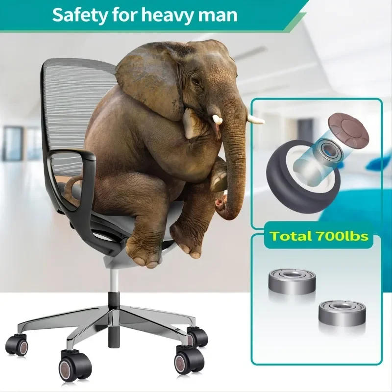 Description Picture 6 of item5PCS Universal wheel 2" Rubber Soft Wheel Office Chair Caster Replacement Mute Casters Furniture Hardware Universal Mute Wheel