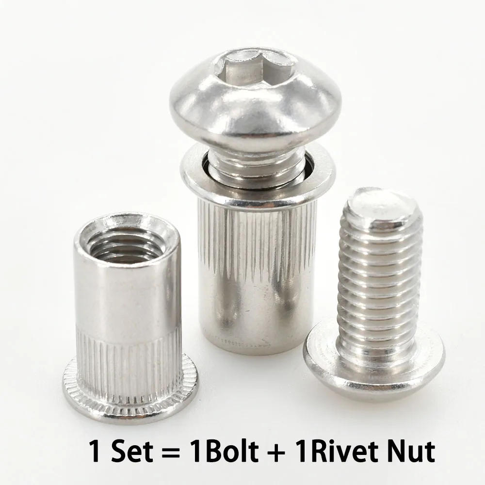 Description Picture 5 of itemThreaded Rivet Nut Screw Bolt Kit M3 M4 M5 M6 M8 M10 M12 304 Stainless Steel Hex Allen Bolts Screws Nuts Insert Set Rivet Nut