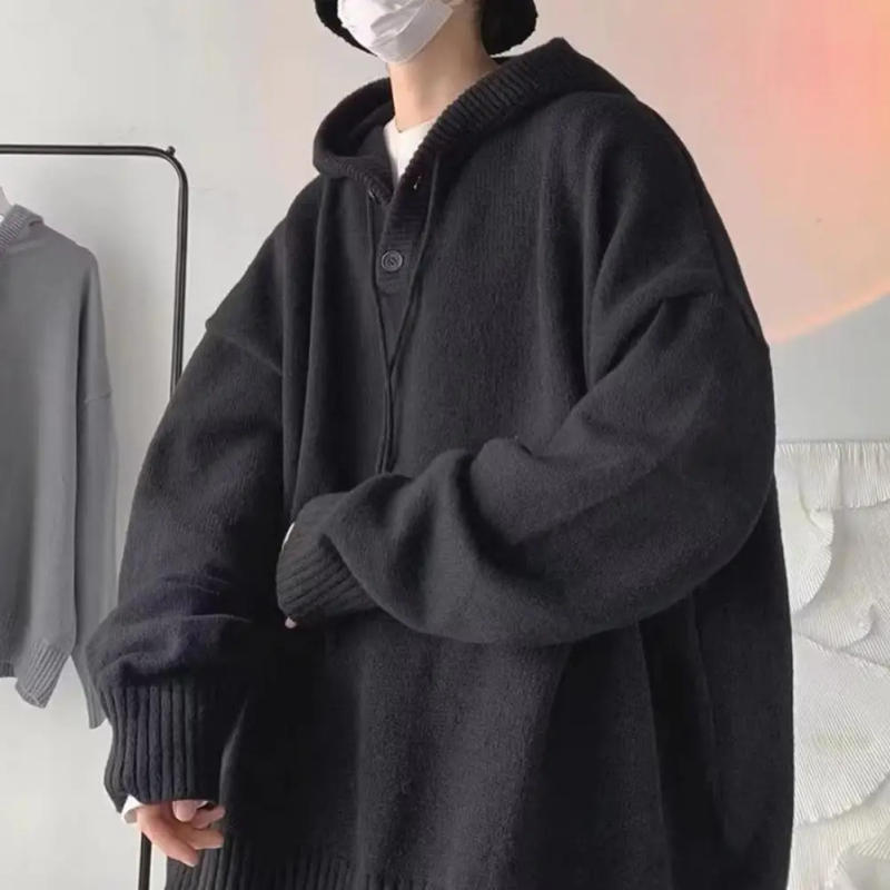 Description Picture 6 of itemMen Pullover Sweater Men's Hooded Sweater Soft High Elastic Outerwear for Autumn Winter Loose Fit Pullover with Solid for Men