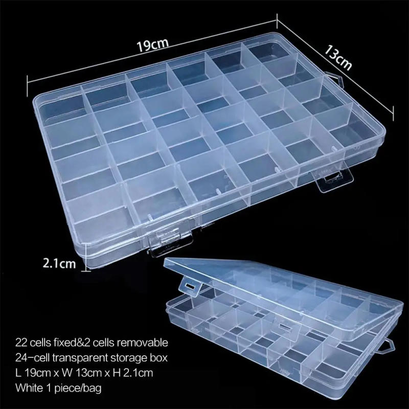 Description Picture 6 of itemPractical 24 Grids Compartment Plastic Storage Box Jewelry Earring Bead Screw Holder Case Display Organizer Container
