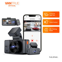 Vantrue E3 DashCam 3 Channel 2.7K WiFi Car Dash Camera with STARVIS IR Night Vision Voice Control GPS,24h Parking Mode
