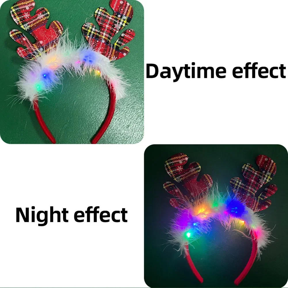 Description Picture 5 of itemHeadbands LED Reindeer Christmas Headbands Xmas Antler Headbands For Kids Women Christmas Party Supplies Costume Decoration