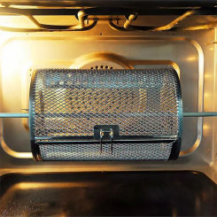 Stainless Steel Rotisserie Roasting Rack, Roaster Drum Oven Basket Leak-Proof, Outdoor Picnic Camping Essential Barbecue Basket