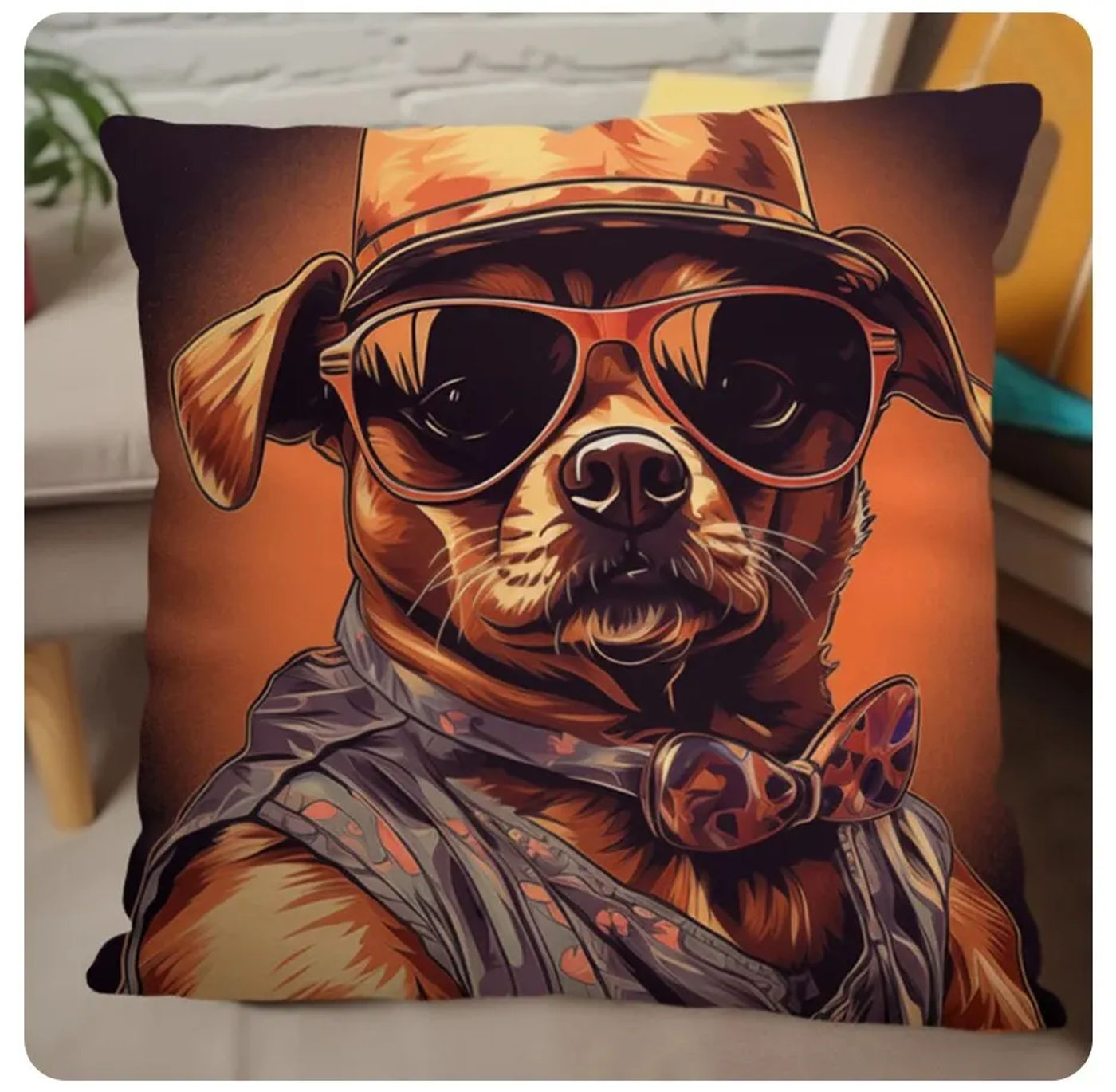 Description Picture 6 of itemCute Dog Throw Cushion Cover 45cmX45cm Zipper Pillowcase Double-sided Printed Pillow Cover Home Bedroom Living Room Decor