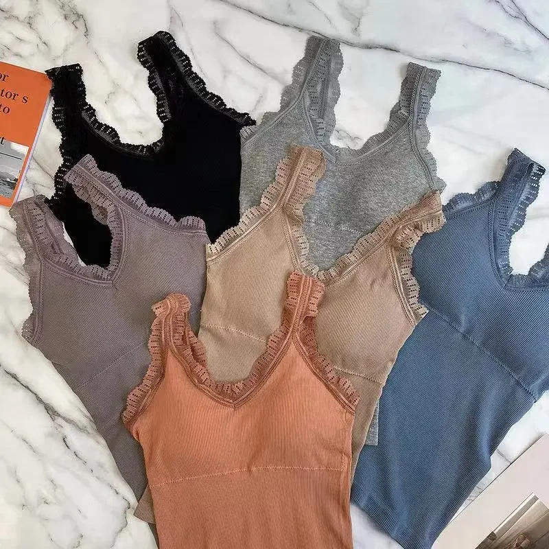Description Picture 3 of itemSummer Top Women Sleeveless Lace Tank Top Sexy Women's T-shirt Vest Bra Female Vest Tops White Black Underwear Women Lingerie