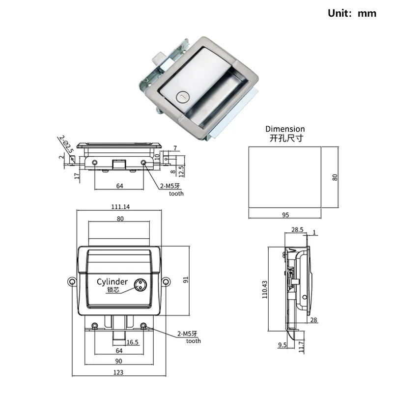 Description Picture 6 of itemZinc Alloy Panel Lock Container Switch Cabinet Door Lock Distribution Box Electrical Equipment Control Lock