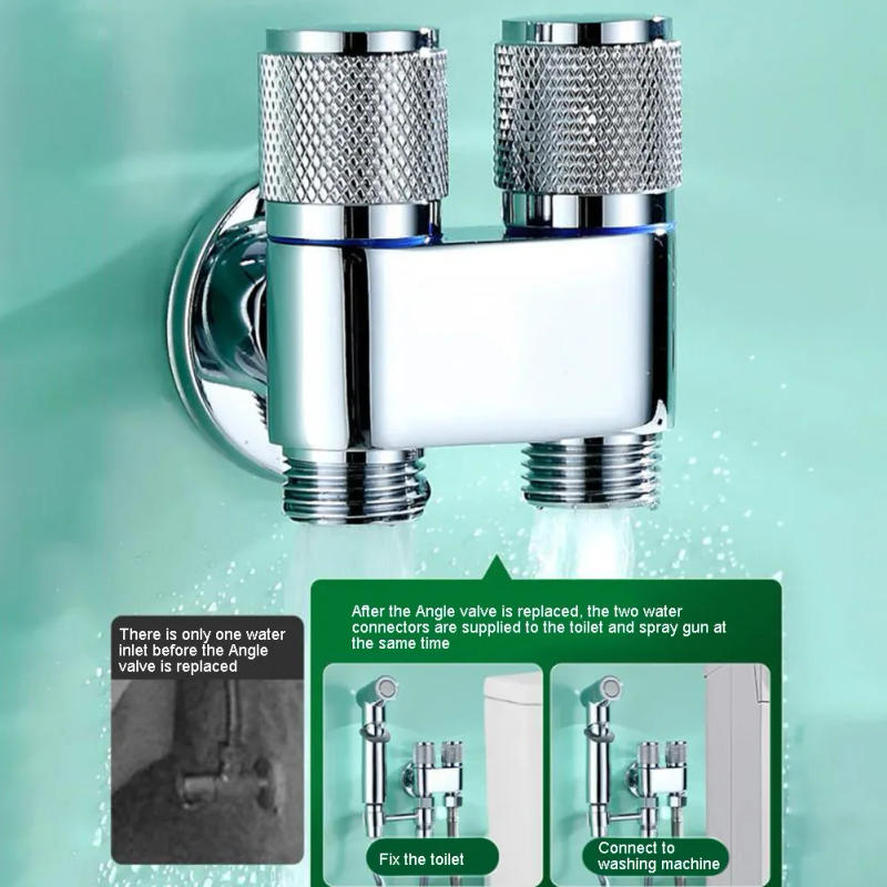 Description Picture 2 of itemG1/2 1 In Two Out Double Control Washing Machine Faucet Toilet Triangle Valve For Bathroom Toilet Bidet Sprayer Faucet Accessory