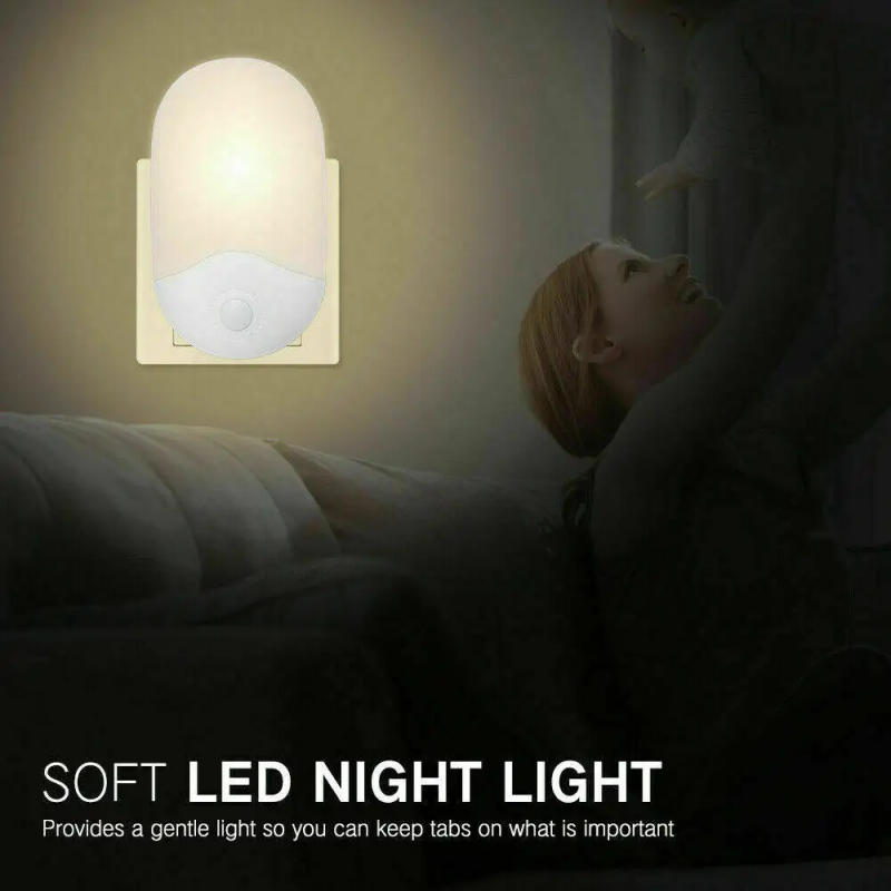 Description Picture 4 of item1PC Automatic LED Night Light Wall Plug In Dusk to Dawn Sensor Warm White Lamp EU US UK Plug LED Wall Lamp Cabinet Stairs Light