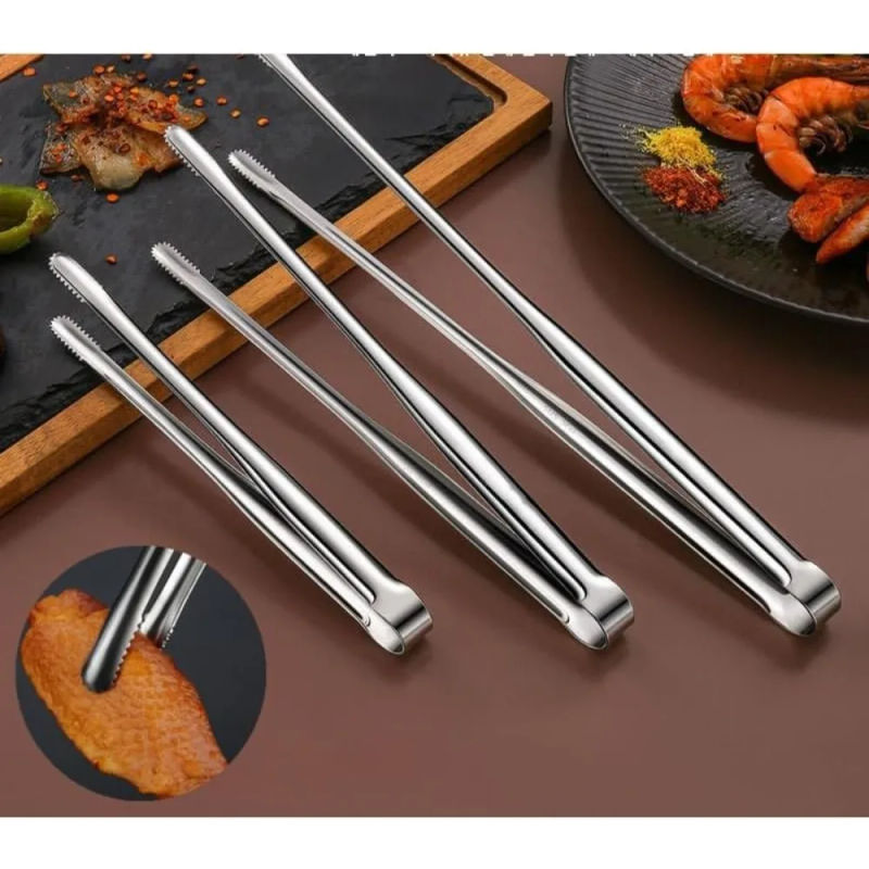Description Picture 2 of itemBBQ Tongs, Stainless Steel Grill Tongs Steak and Bread Tongs with Non Slip Handles Kitchen Tools, BBQ Baking Cooking Tongs
