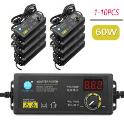 1-10PCS 3-36V 60W Power Switching Adapter Adjustable Voltage with LED LCD Voltage Regulation Power Household Supply