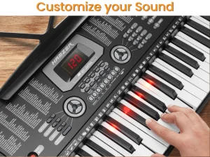 Description Picture 6 of item61-Key Electronic Piano Electric Organ Music Keyboard with Stand, Microphone, & Sticker Sheet - Black