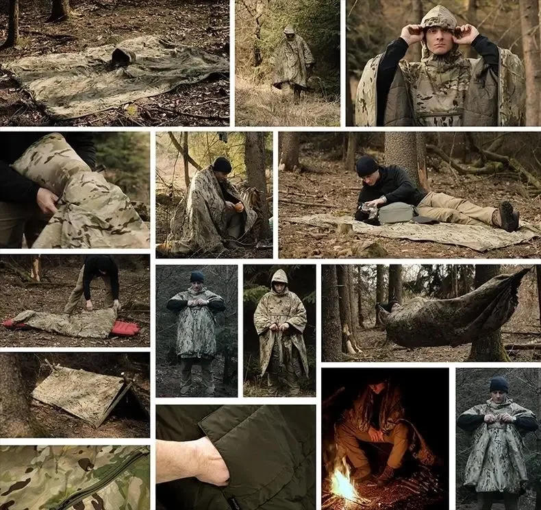 Description Picture 6 of itemKIICEILING Trench Coat Poncho Multicam Tactical Hoodie Long Jackets for Men Winter Warm Waterproof Mens Jacket Military Clothing