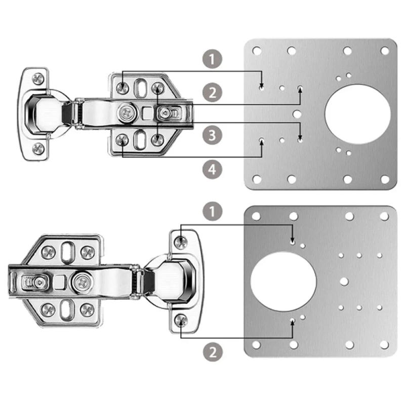 Description Picture 4 of item8pcs cabinet hinge stainless steel flat fixed bracket with screws, perforated hinge repair bracket wooden furniture