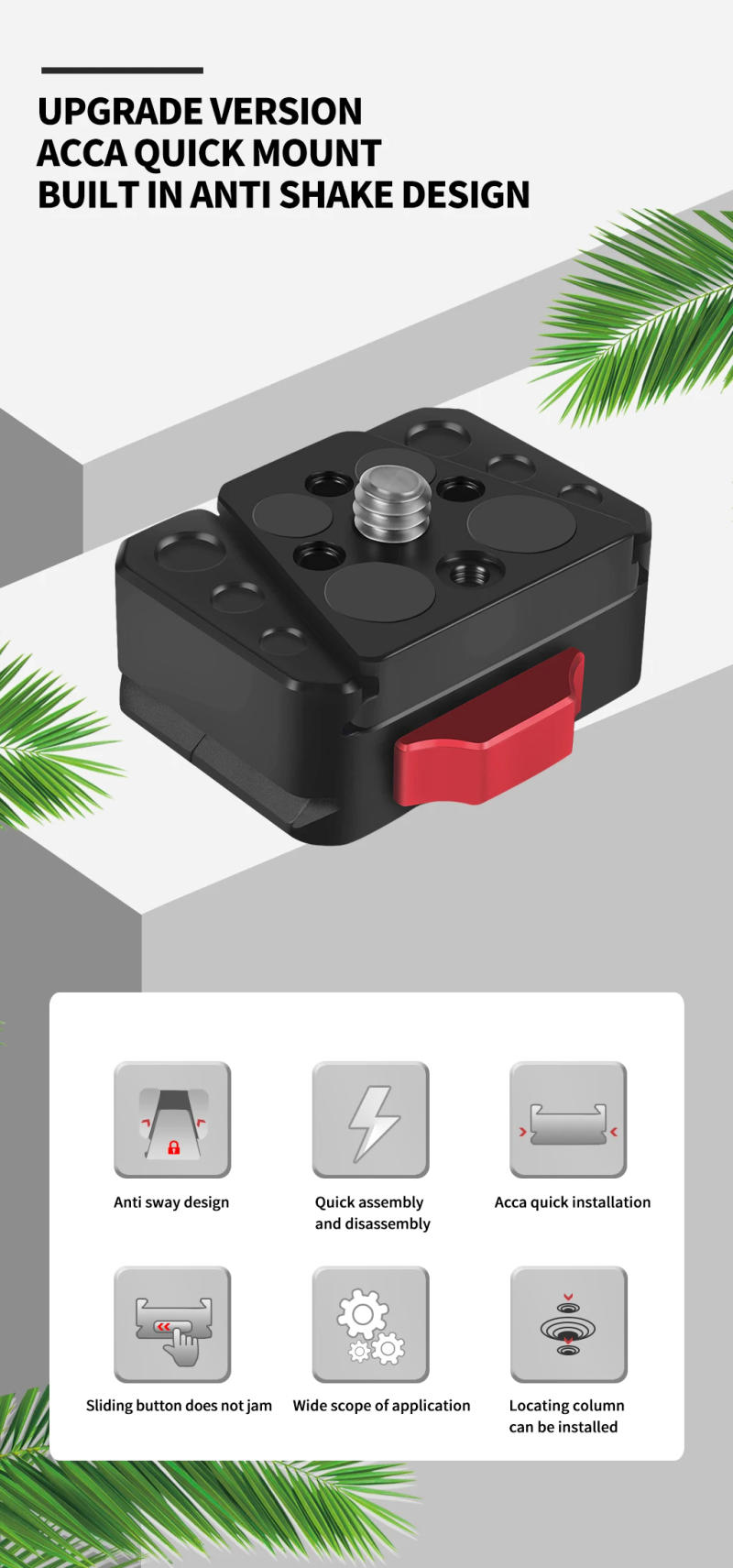 Description Picture 2 of itemQuick Release Mount Plate Board Anti-shake Clamp V Port for Gopro 13 12 for OSMO Action 4 Camera Gimbal Tripod DSLR Cage