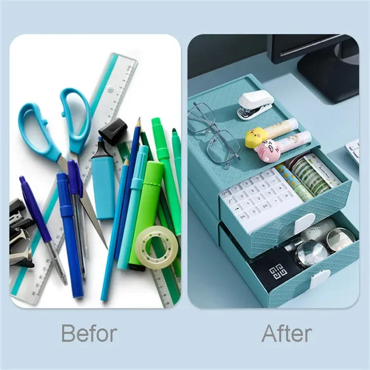 Description Picture 2 of itemDrawer Type Desktop Storage Box Cosmetics Student Dormitory Stationery Sorting Box Desk Office Desk Shelf Desk Drawer Storage